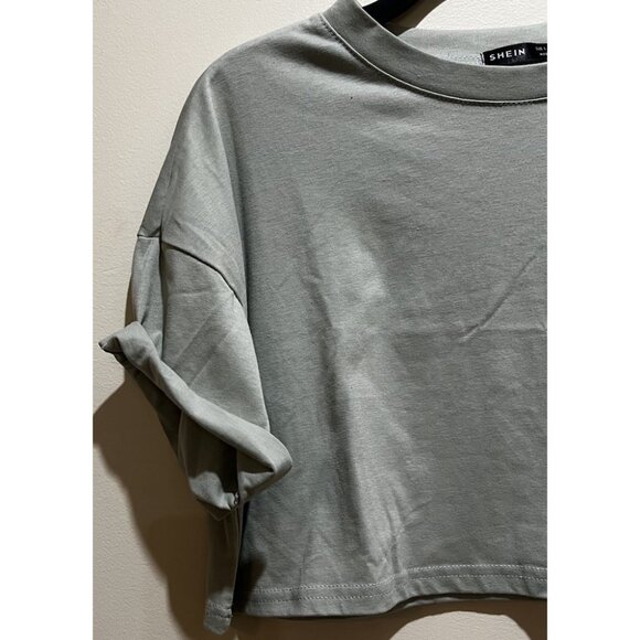Shein Crop Top Short Sleeve, Blue ~ Light Green~ Size Small - Picture 2 of 5